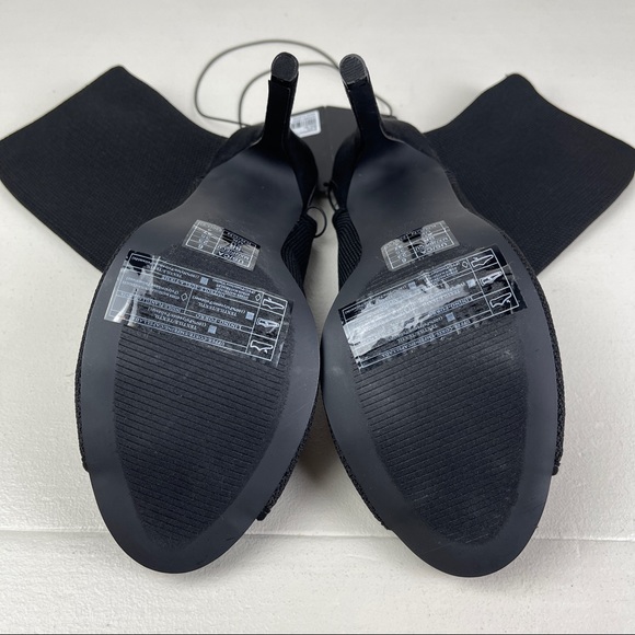 🚫SOLD🚫 NWT Black Peep Toe Stiletto Ankle High Heels Stretchy Sock Style - Picture 16 of 16